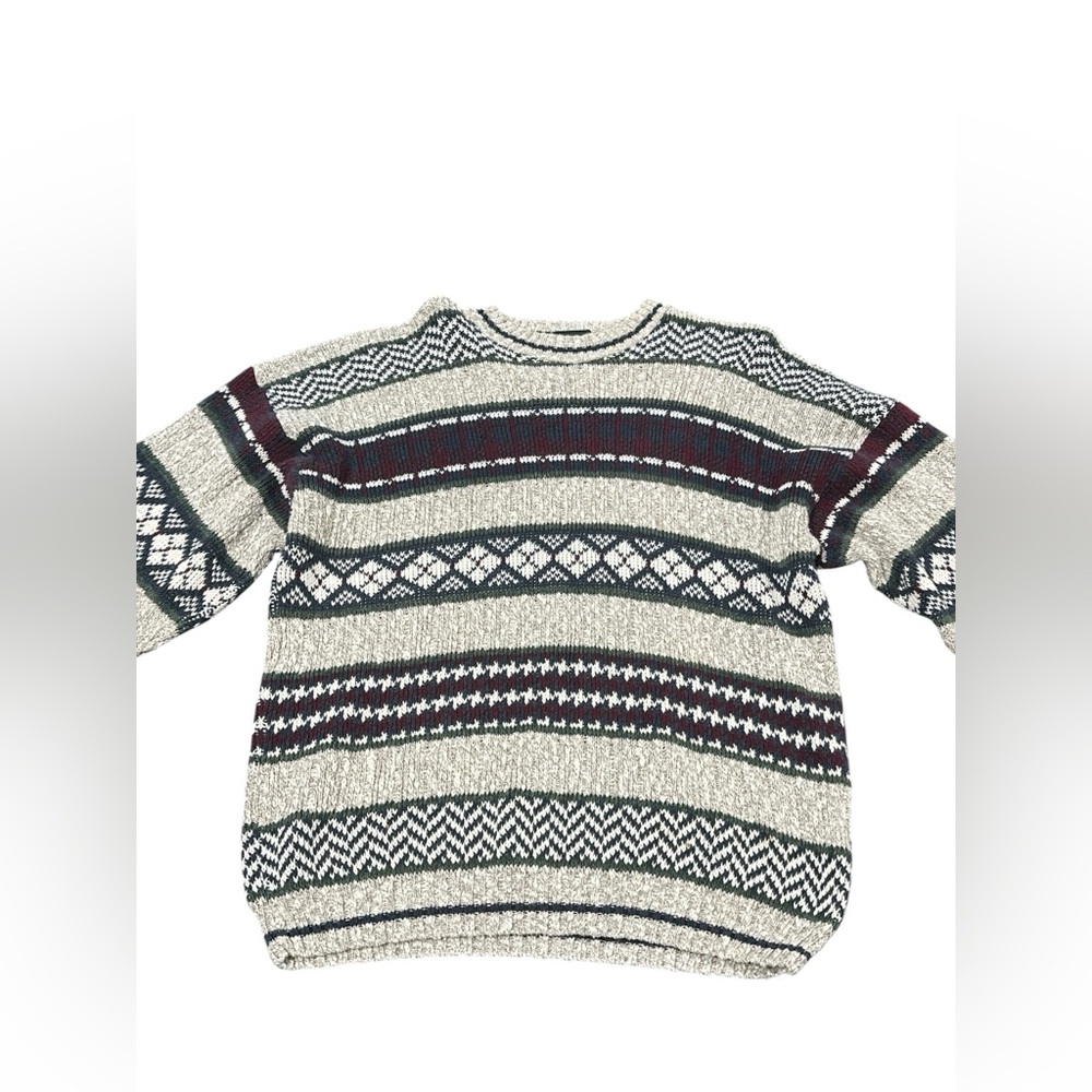 Vintage Hill & Archer Sweater Men’s XL Grandpacore Cable Knit Argyle 100% Cotton - Picture 2 of 4
